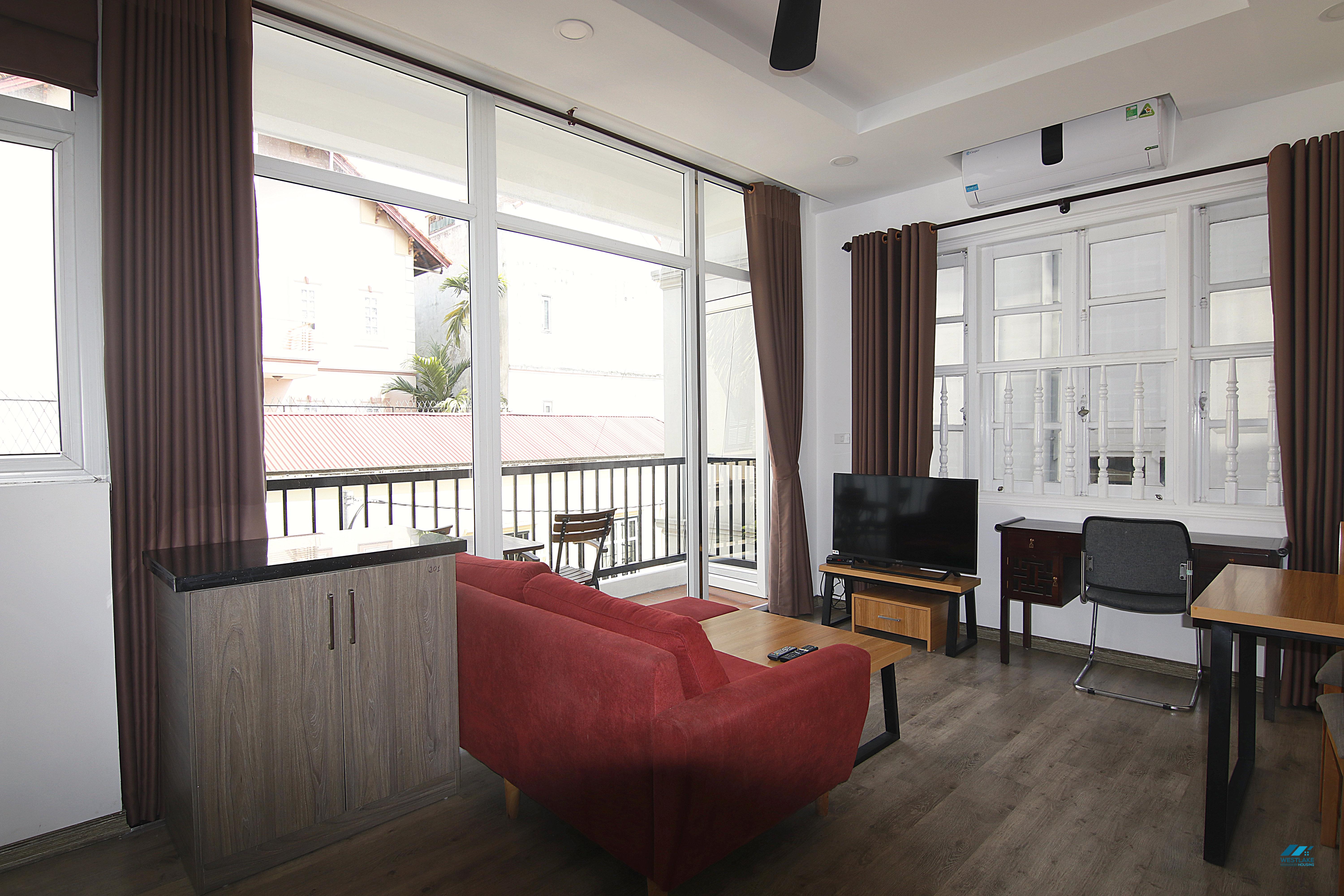 Bright one bedroom apartment for rent on To Ngoc Van street, Tay Ho district, Hanoi