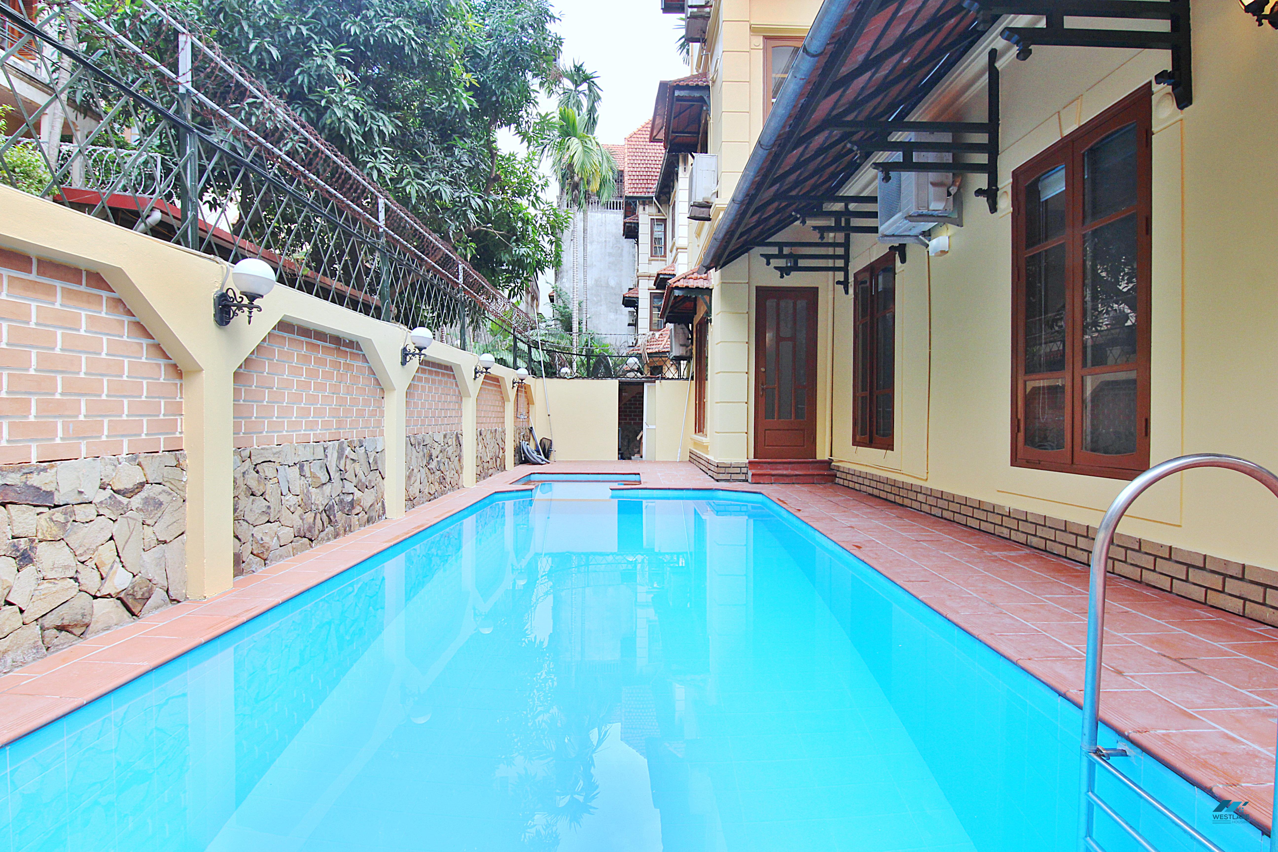 Large five bedrooms house with big yard and private swimming pool for rent in Tay Ho, Ha Noi