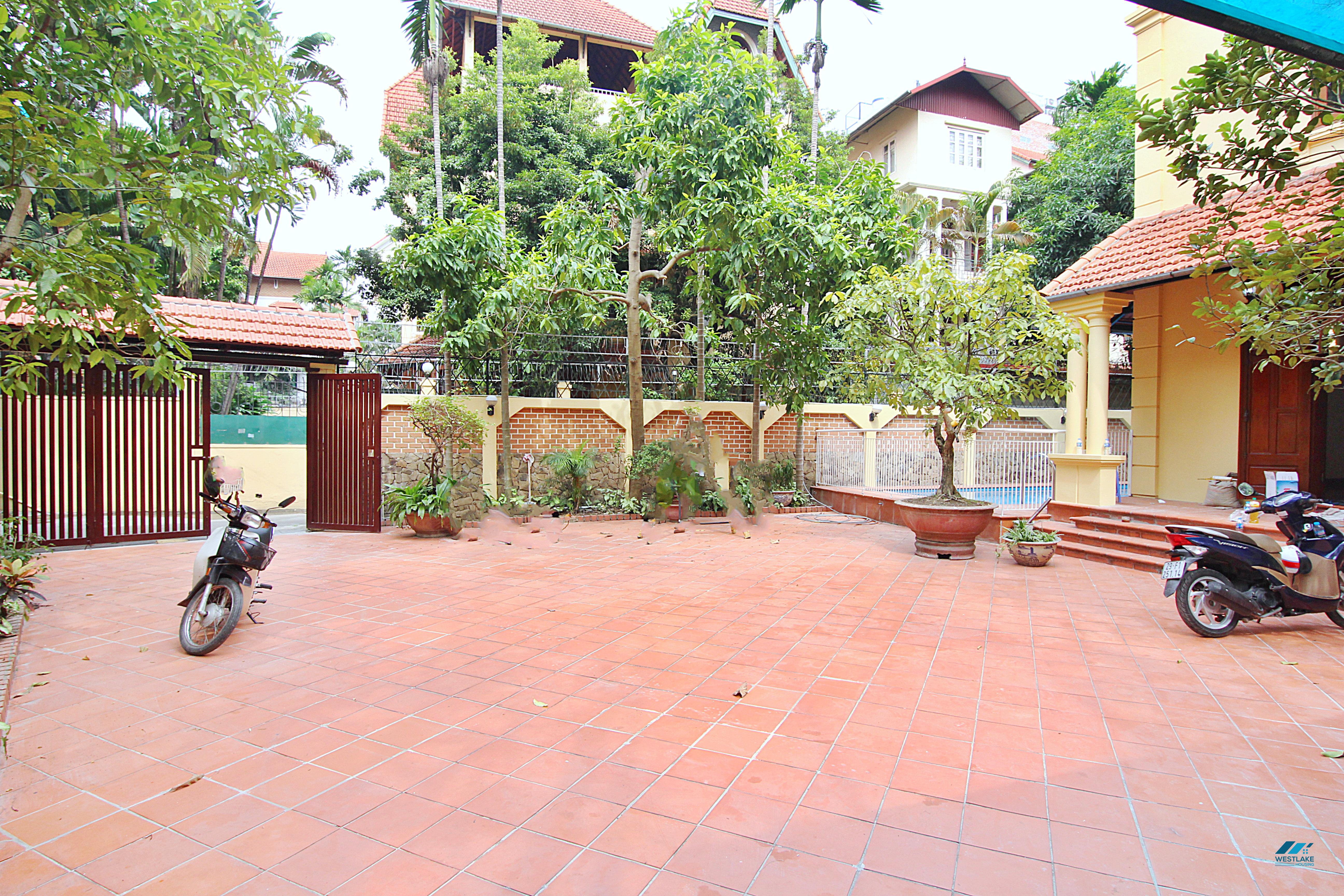Large five bedrooms house with big yard and private swimming pool for rent in Tay Ho, Ha Noi
