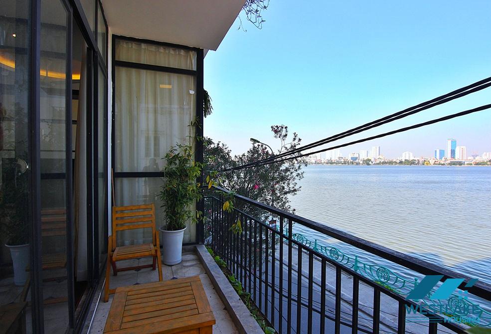 Lake view two bedrooms apartment for rent on Quang Khanh street, Tay Ho district, Ha Noi