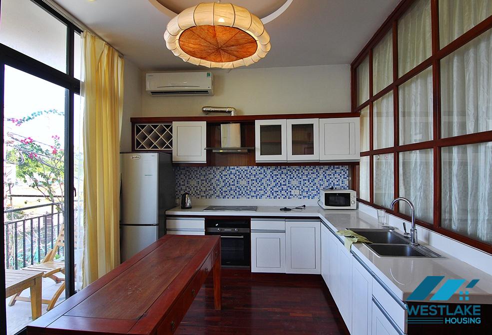 Lake view two bedrooms apartment for rent on Quang Khanh street, Tay Ho district, Ha Noi