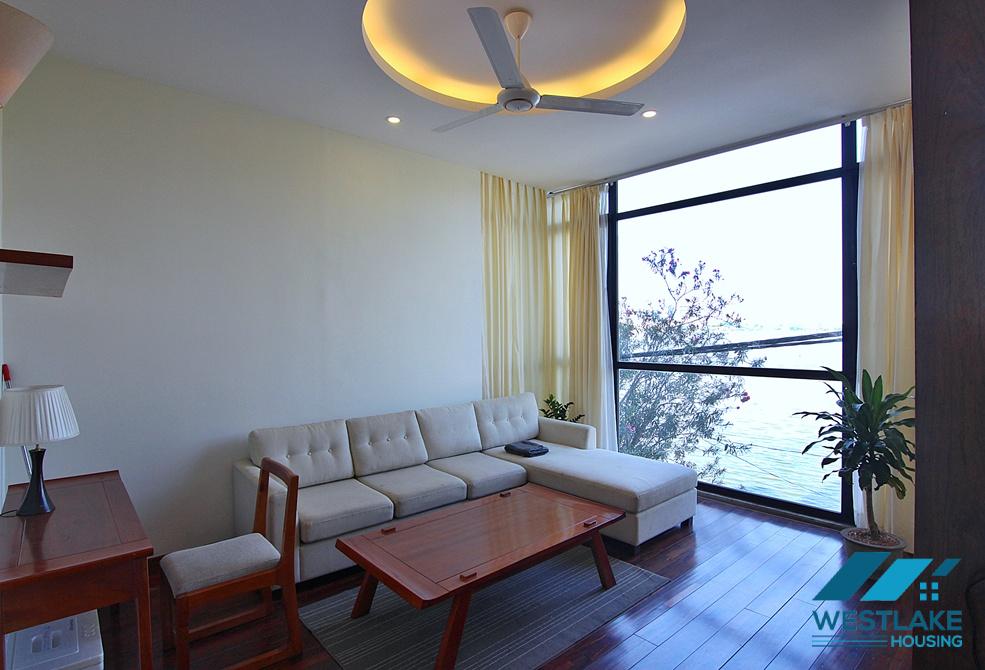 Lake view two bedrooms apartment for rent on Quang Khanh street, Tay Ho district, Ha Noi