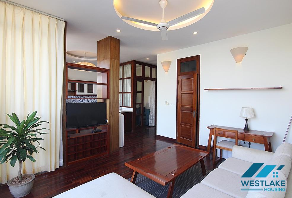 Lake view two bedrooms apartment for rent on Quang Khanh street, Tay Ho district, Ha Noi
