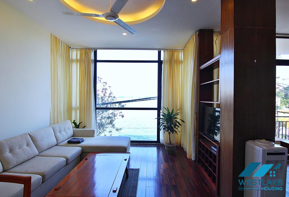 Lake view two bedrooms apartment for rent on Quang Khanh street, Tay Ho district, Ha Noi