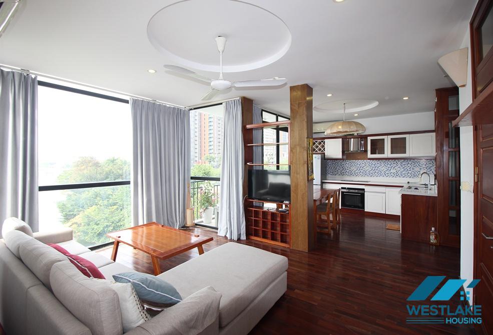 Lake view 2 bedrooms apartment with large balcony for rent in Tay Ho, Ha Noi