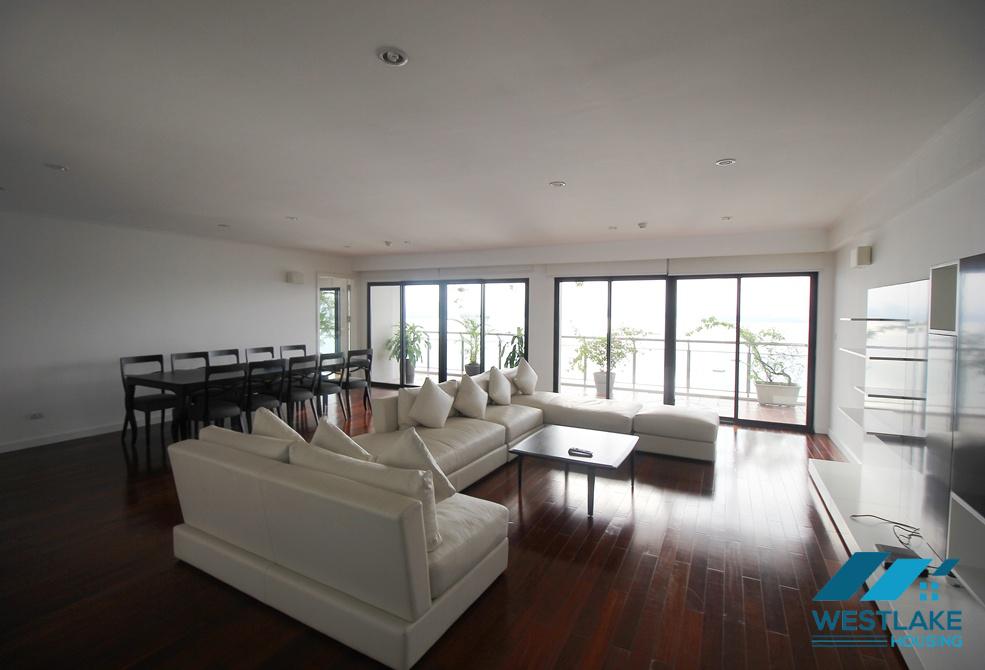 Wonderful apartment with stunning lakeview, nice furniture, outdoor swimming pool and gym for rent in Tay Ho, Ha Noi