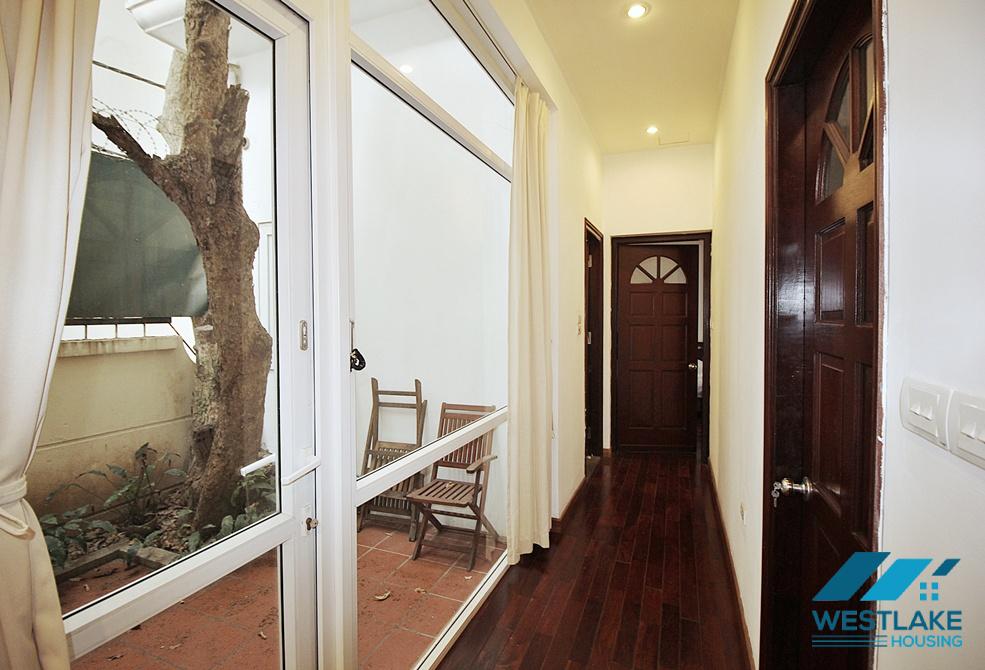Serviced 02 bedroom apartment with back yard for rent on Xuan Dieu street, Tay Ho, Ha Noi