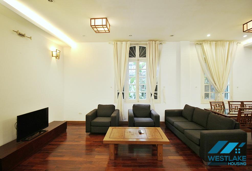 Serviced 02 bedroom apartment with back yard for rent on Xuan Dieu street, Tay Ho, Ha Noi