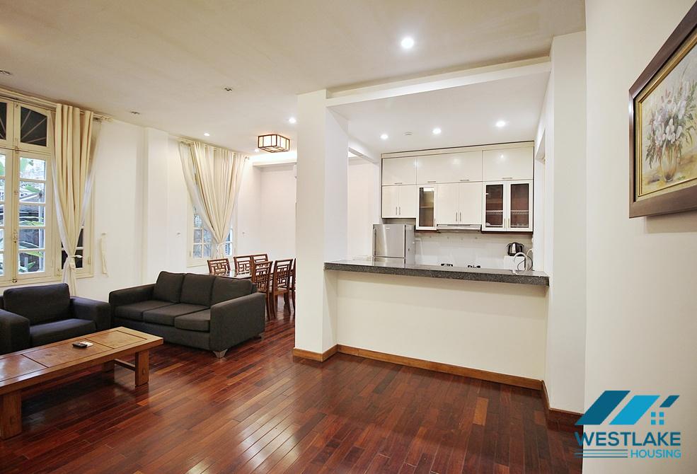 Serviced 02 bedroom apartment with back yard for rent on Xuan Dieu street, Tay Ho, Ha Noi