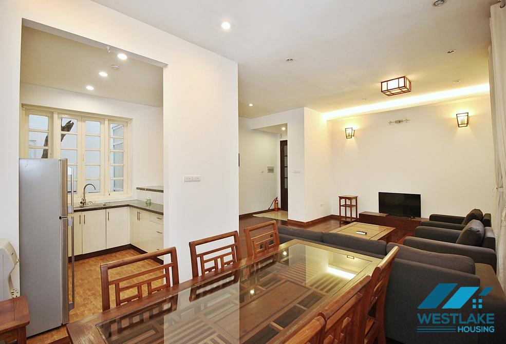 Serviced 02 bedroom apartment with back yard for rent on Xuan Dieu street, Tay Ho, Ha Noi