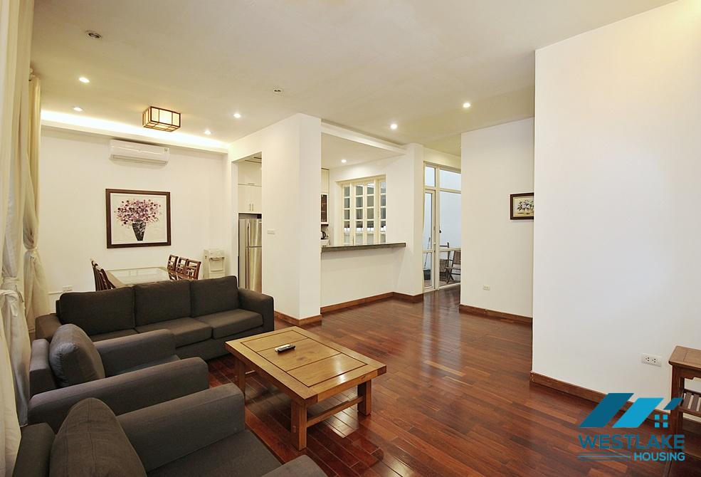 Serviced 02 bedroom apartment with back yard for rent on Xuan Dieu street, Tay Ho, Ha Noi