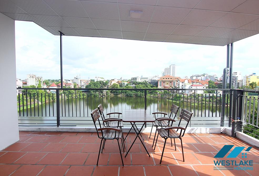Lake view one bedroom apartment with huge balcony and lake view for rent in Tay Ho, Ha Noi