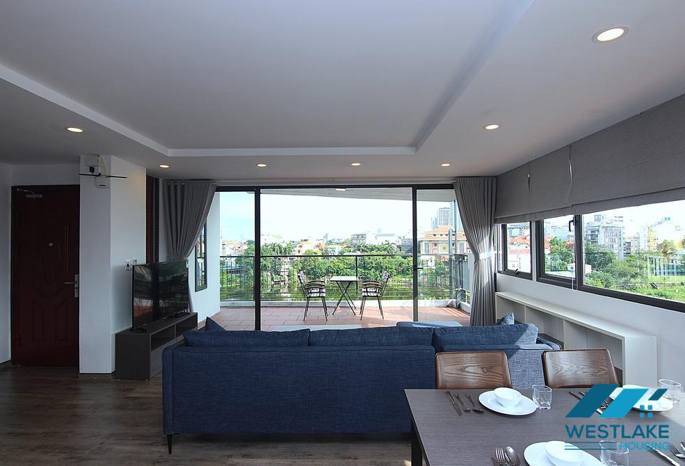 Lake view one bedroom apartment with huge balcony and lake view for rent in Tay Ho, Ha Noi