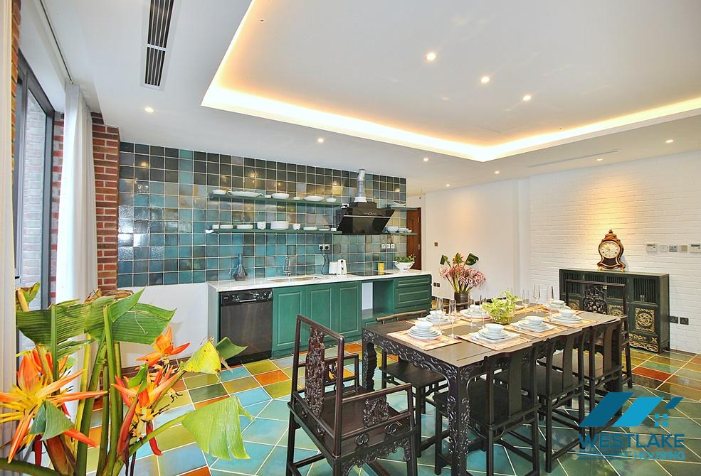An unique style 4 bedroom apartment for rent in Tay Ho, Ha Noi