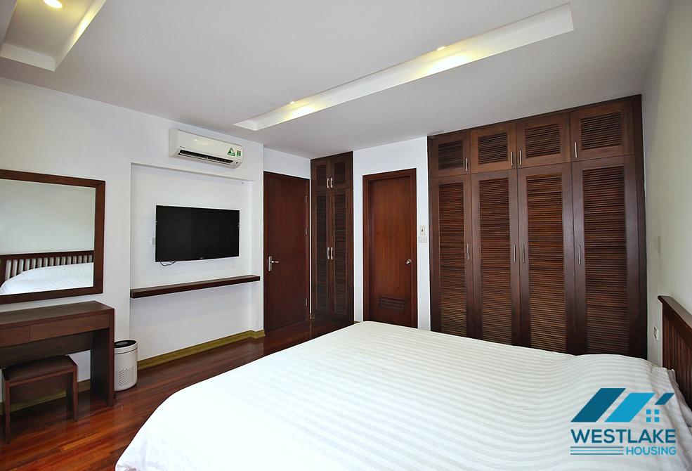 Lake view three bedrooms apartment for rent on Quang Khanh street, Tay Ho, Ha Noi