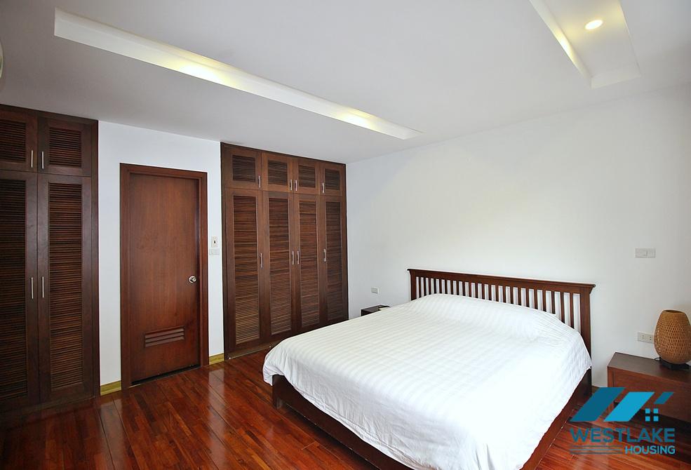 Lake view three bedrooms apartment for rent on Quang Khanh street, Tay Ho, Ha Noi