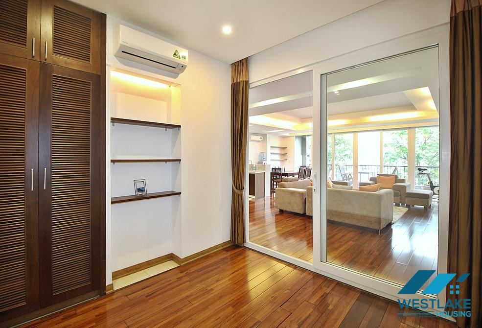 Lake view three bedrooms apartment for rent on Quang Khanh street, Tay Ho, Ha Noi