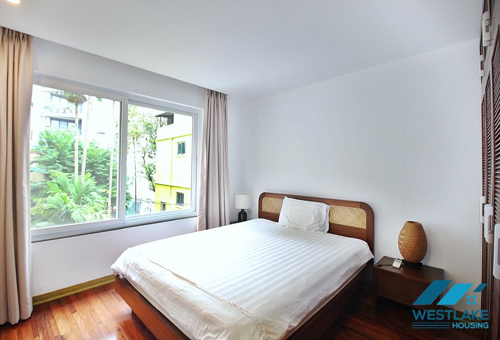 Lake view three bedrooms apartment for rent on Quang Khanh street, Tay Ho, Ha Noi