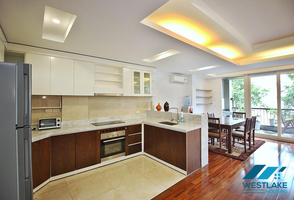 Lake view three bedrooms apartment for rent on Quang Khanh street, Tay Ho, Ha Noi
