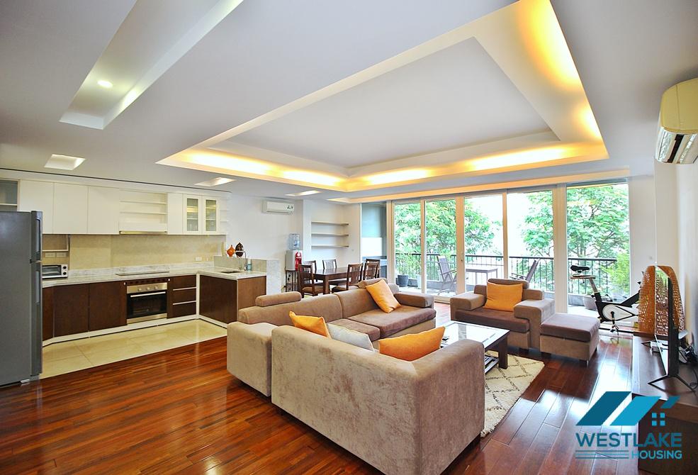 Lake view three bedrooms apartment for rent on Quang Khanh street, Tay Ho, Ha Noi