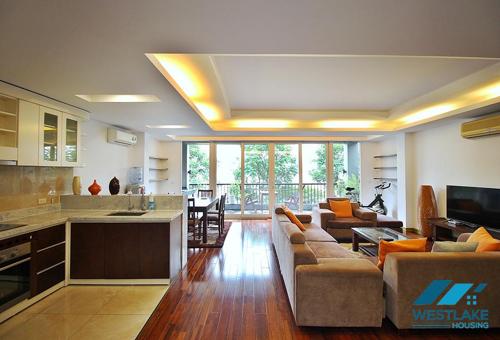 Lake view three bedrooms apartment for rent on Quang Khanh street, Tay Ho, Ha Noi