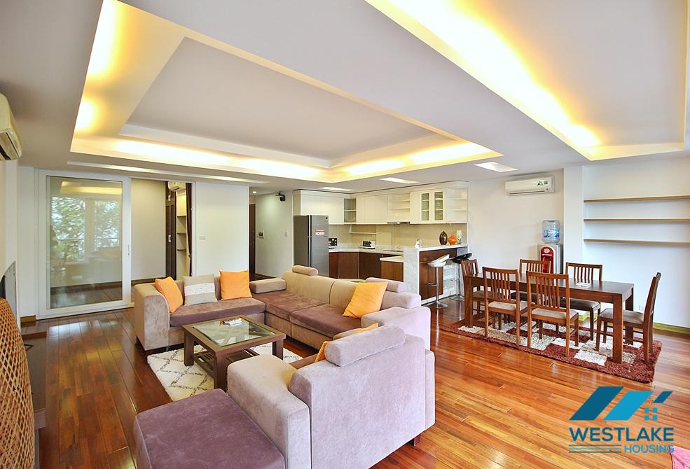 Lake view three bedrooms apartment for rent on Quang Khanh street, Tay Ho, Ha Noi