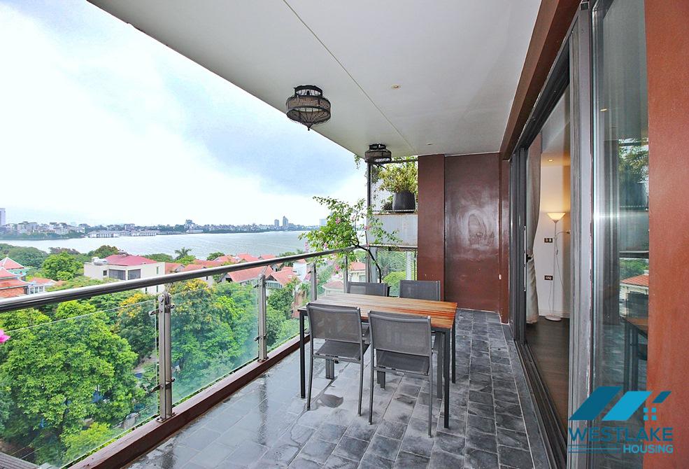 High floor and spacious 3 bedrooms apartment for rent on Quang Khanh street, Tay Ho, Ha Noi