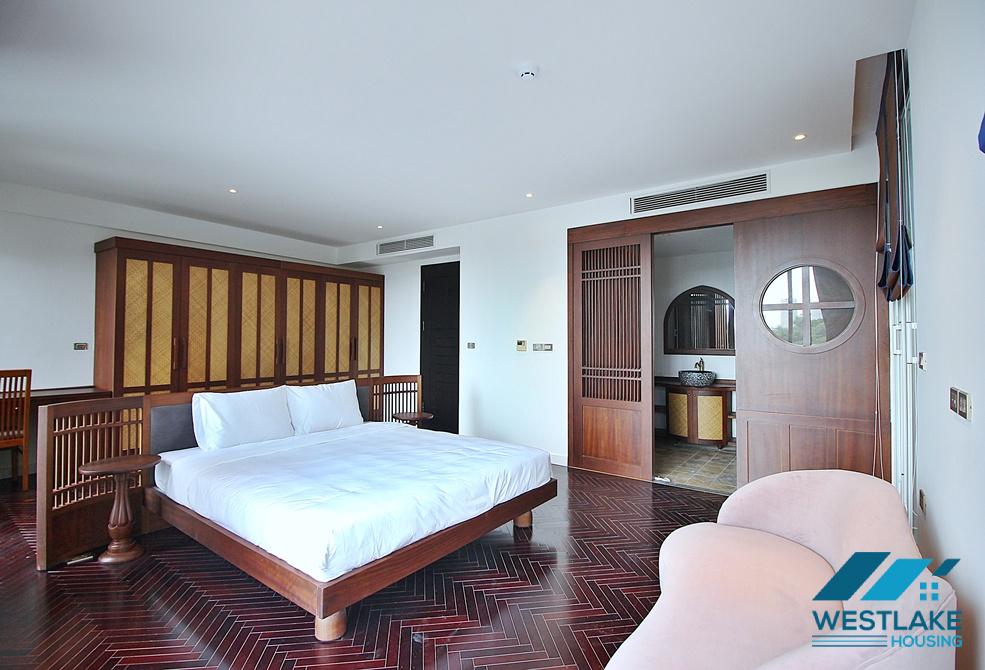 Renovated 4 bedrooms serviced apartment for rent in Dang Thai Mai area, Tay Ho, Ha Noi