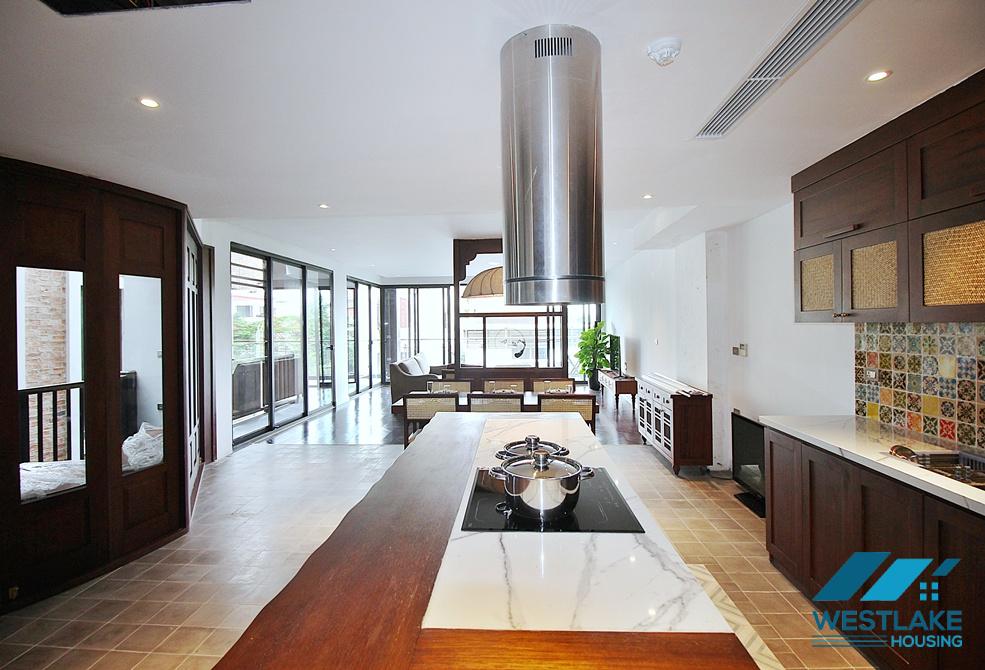 Renovated 4 bedrooms serviced apartment for rent in Dang Thai Mai area, Tay Ho, Ha Noi