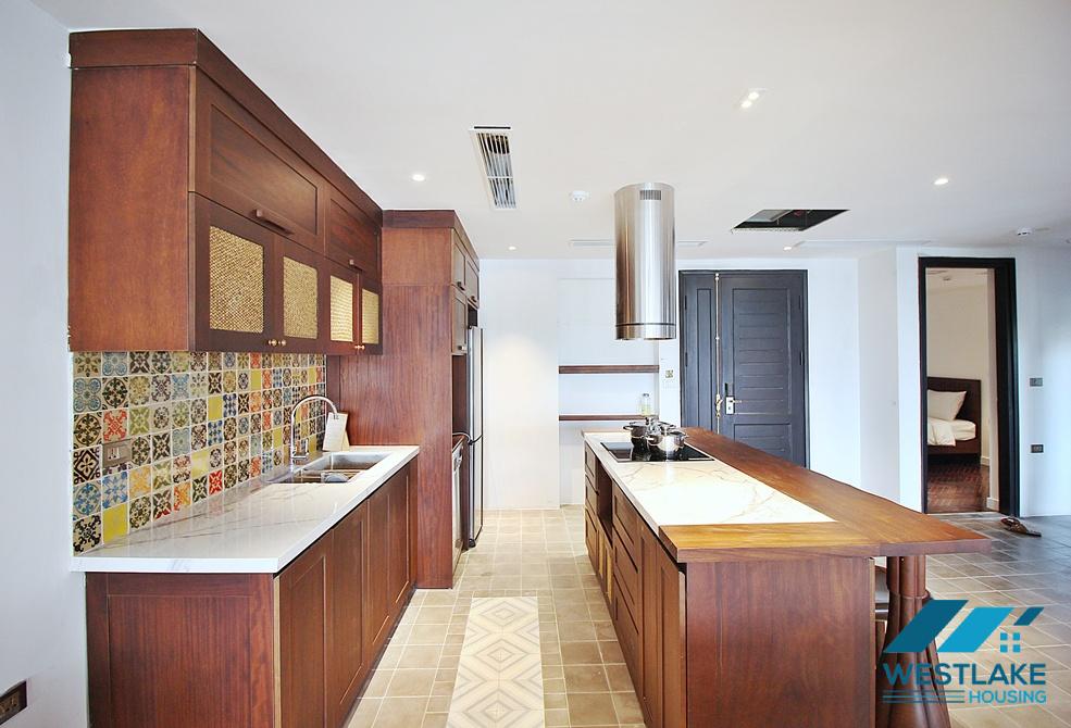Renovated 4 bedrooms serviced apartment for rent in Dang Thai Mai area, Tay Ho, Ha Noi