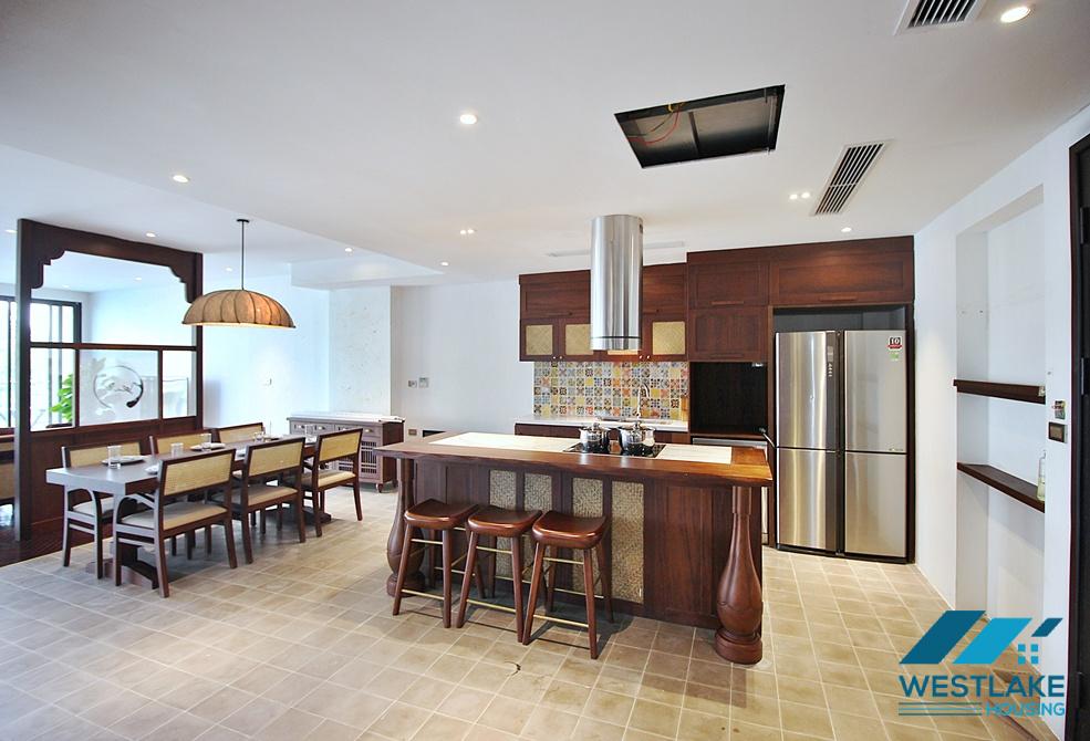 Renovated 4 bedrooms serviced apartment for rent in Dang Thai Mai area, Tay Ho, Ha Noi