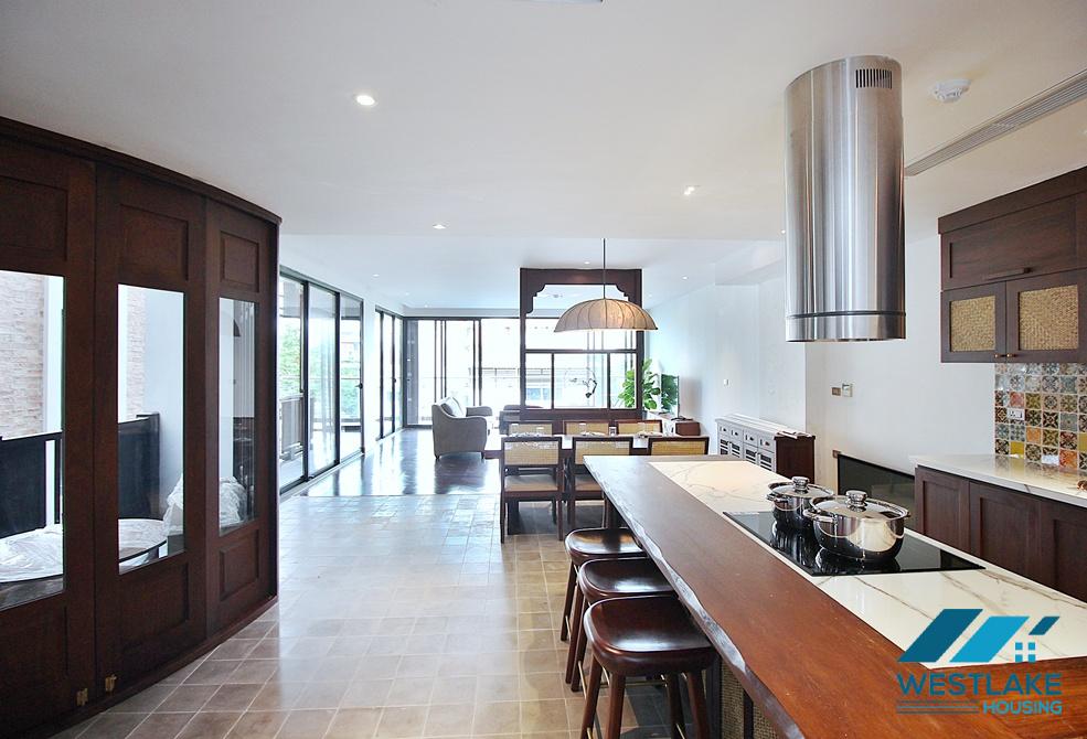 Renovated 4 bedrooms serviced apartment for rent in Dang Thai Mai area, Tay Ho, Ha Noi