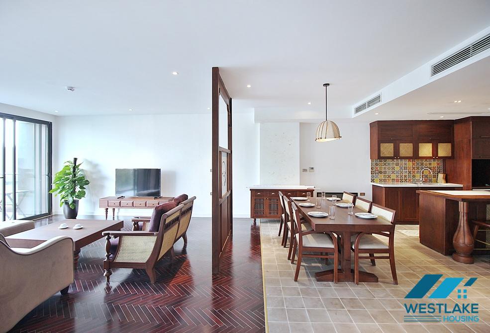 Renovated 4 bedrooms serviced apartment for rent in Dang Thai Mai area, Tay Ho, Ha Noi