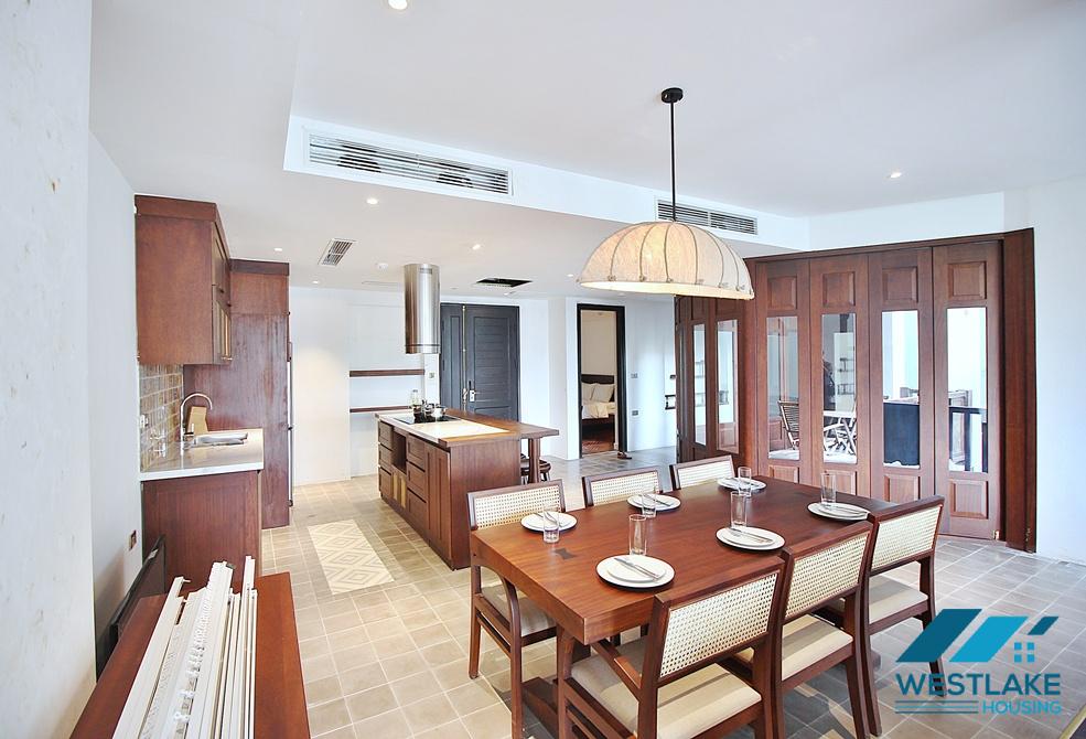 Renovated 4 bedrooms serviced apartment for rent in Dang Thai Mai area, Tay Ho, Ha Noi