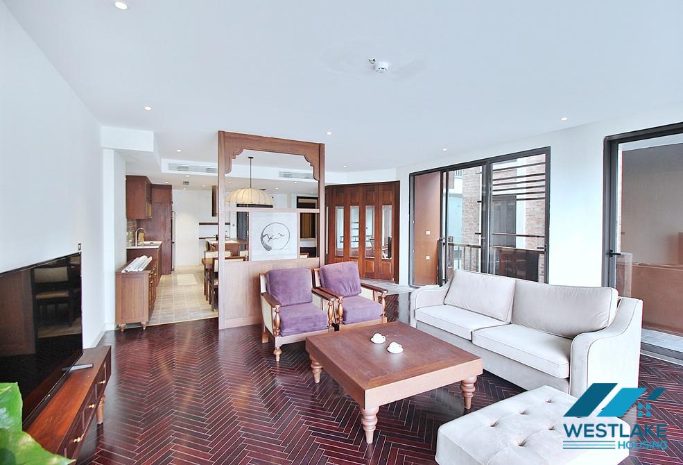Renovated 4 bedrooms serviced apartment for rent in Dang Thai Mai area, Tay Ho, Ha Noi