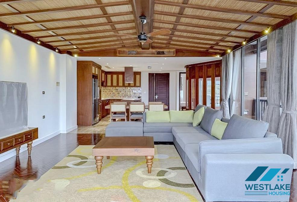 Top floor 03 bedrooms apartment with lake view for rent in Dang Thai Mai area, Tay Ho, Ha Noi