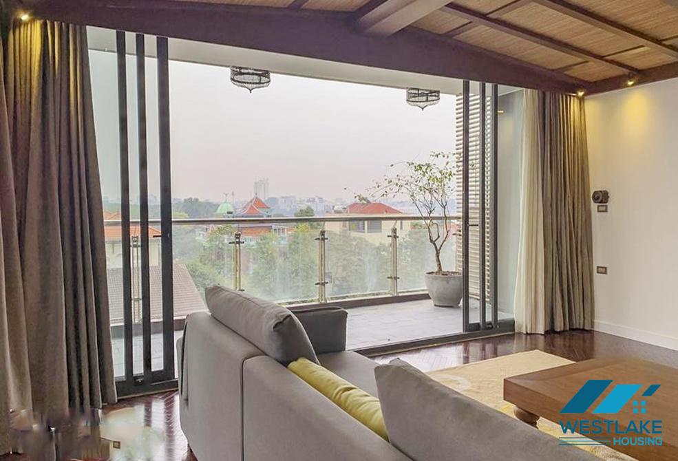 Top floor 03 bedrooms apartment with lake view for rent in Dang Thai Mai area, Tay Ho, Ha Noi
