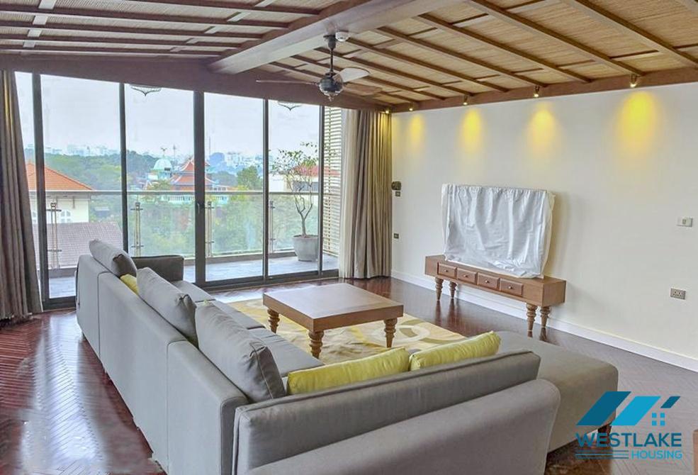 Top floor 03 bedrooms apartment with lake view for rent in Dang Thai Mai area, Tay Ho, Ha Noi
