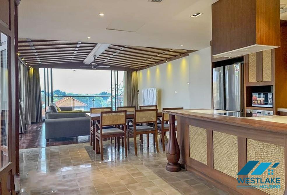 Top floor 03 bedrooms apartment with lake view for rent in Dang Thai Mai area, Tay Ho, Ha Noi