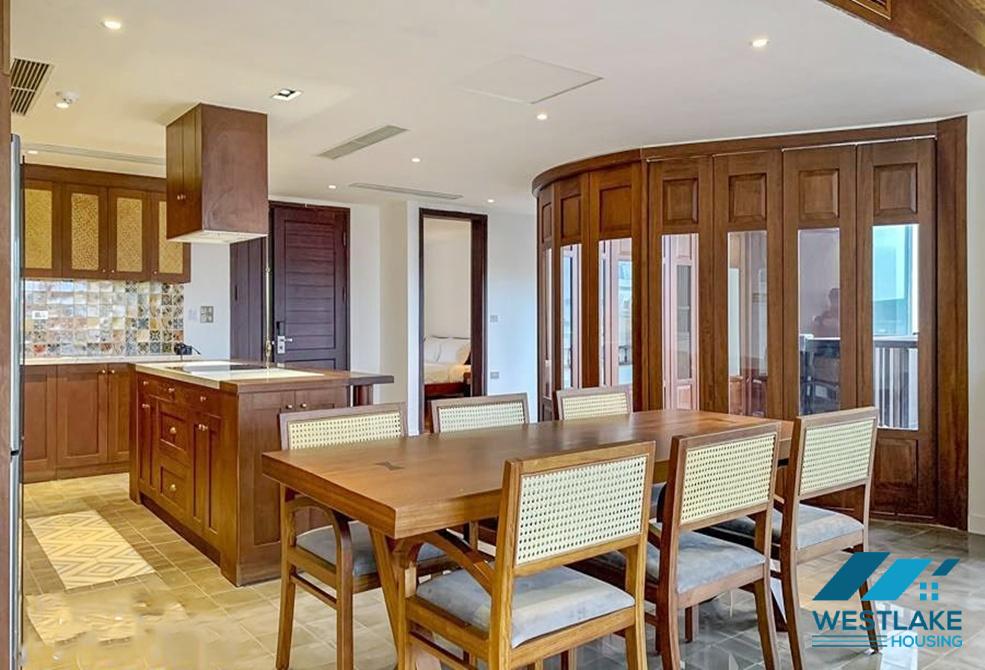 Top floor 03 bedrooms apartment with lake view for rent in Dang Thai Mai area, Tay Ho, Ha Noi
