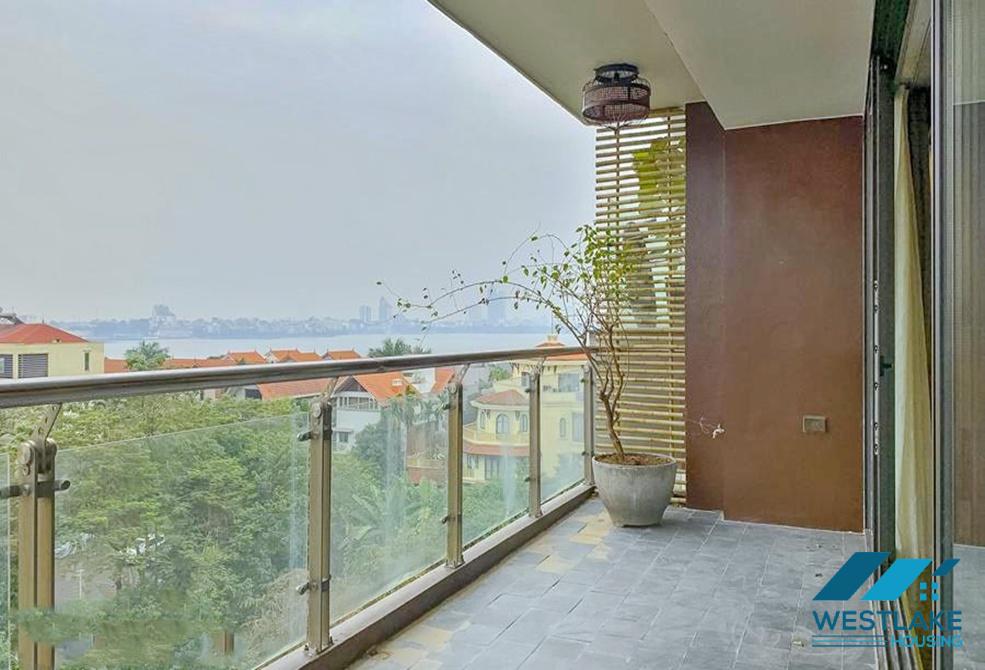 Top floor 03 bedrooms apartment with lake view for rent in Dang Thai Mai area, Tay Ho, Ha Noi
