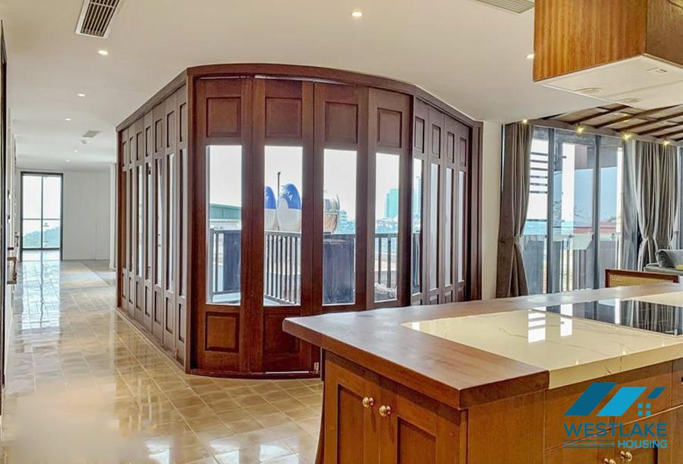 Top floor 03 bedrooms apartment with lake view for rent in Dang Thai Mai area, Tay Ho, Ha Noi