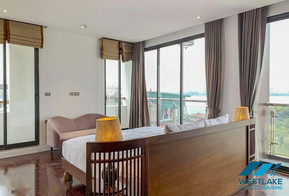 Top floor 03 bedrooms apartment with lake view for rent in Dang Thai Mai area, Tay Ho, Ha Noi