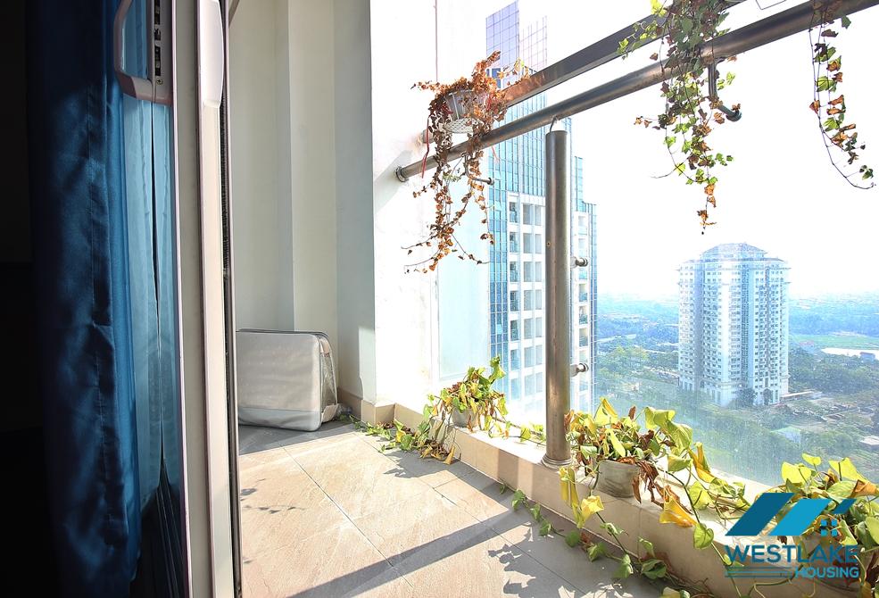 This three-bedroom high-floor apartment is fully furnished for rent in Ciputra, Tay Ho
