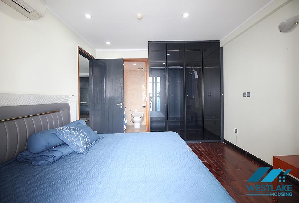 This three-bedroom high-floor apartment is fully furnished for rent in Ciputra, Tay Ho