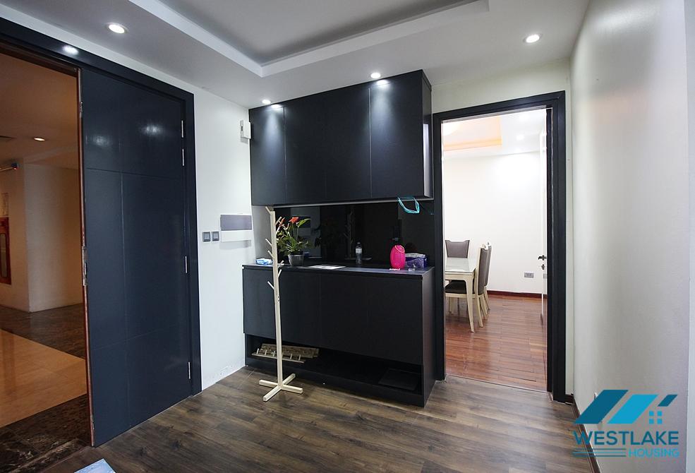 This three-bedroom high-floor apartment is fully furnished for rent in Ciputra, Tay Ho