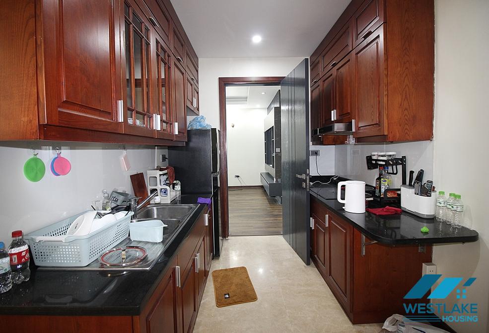 This three-bedroom high-floor apartment is fully furnished for rent in Ciputra, Tay Ho