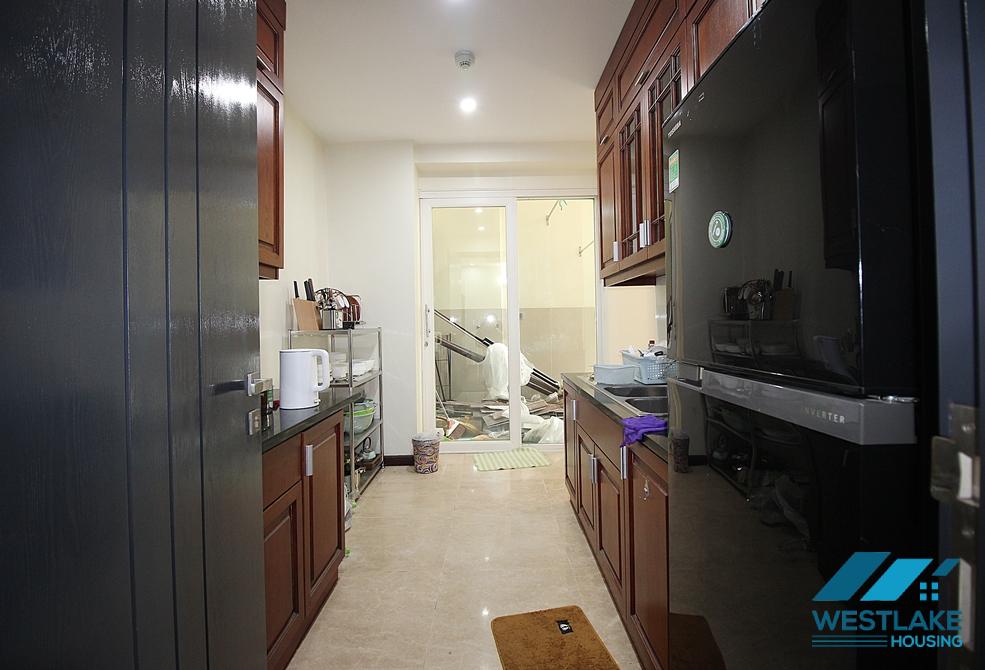This three-bedroom high-floor apartment is fully furnished for rent in Ciputra, Tay Ho