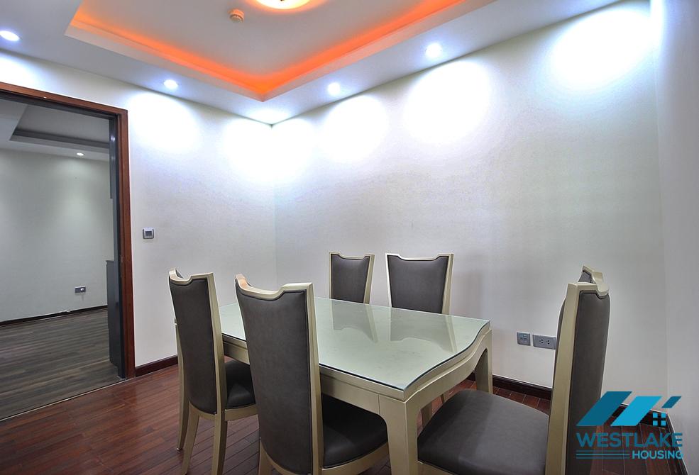 This three-bedroom high-floor apartment is fully furnished for rent in Ciputra, Tay Ho