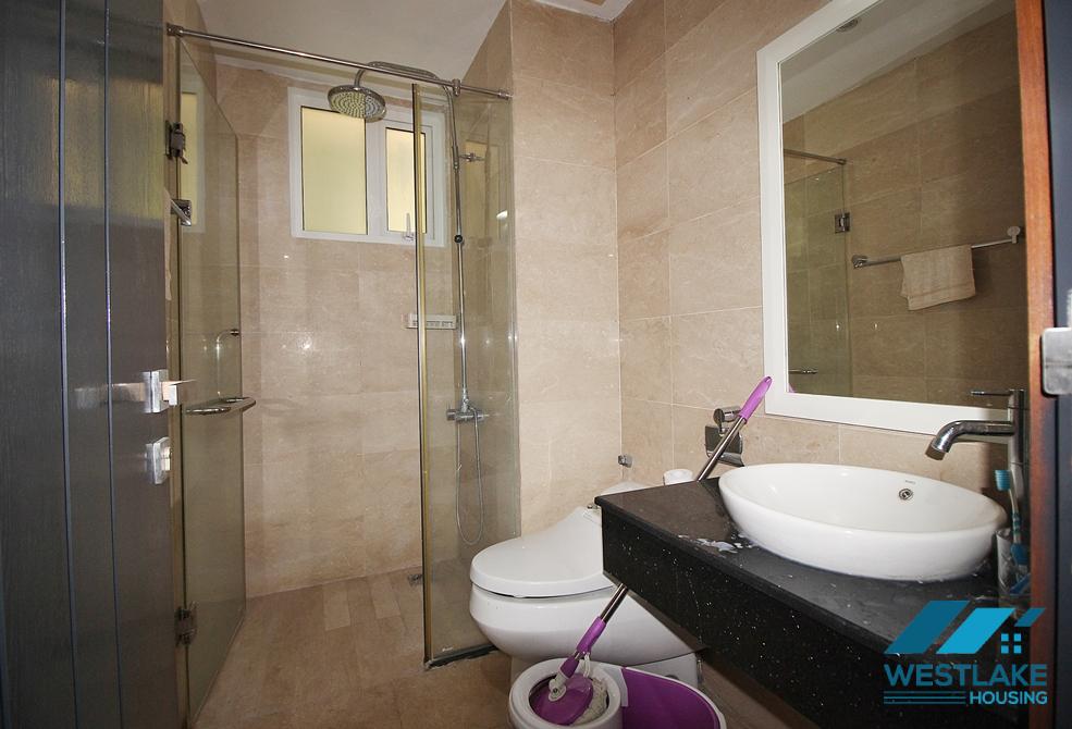 This three-bedroom high-floor apartment is fully furnished for rent in Ciputra, Tay Ho